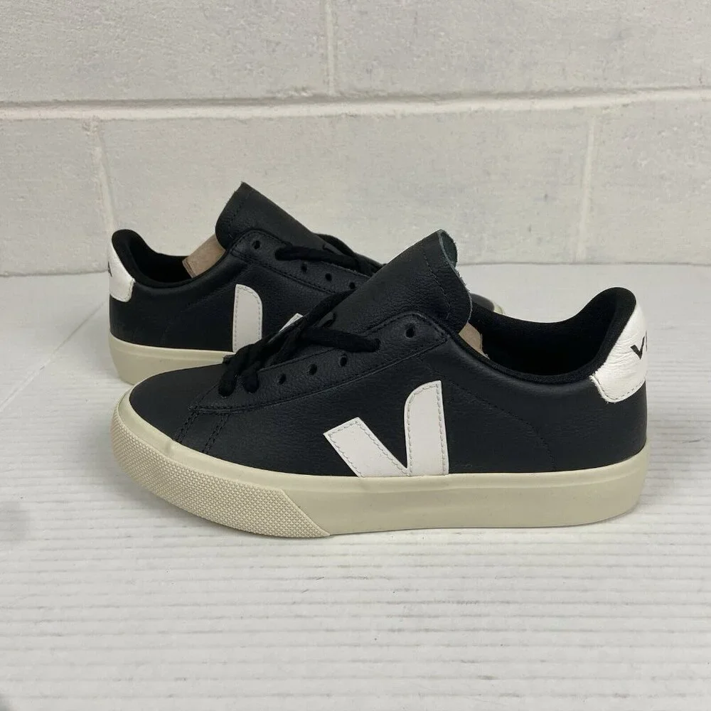 NEW Veja Women's Campo Chromefree Leather Sneakers CPO501215A370 Black/White NIB - Picture 2 of 11